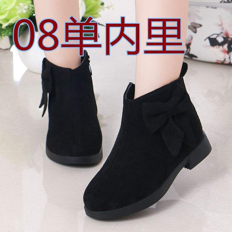 2025 girls autumn and winter retro shoes single boots princess shoes Korean version low tube velvet boots medium and older children cotton shoes s