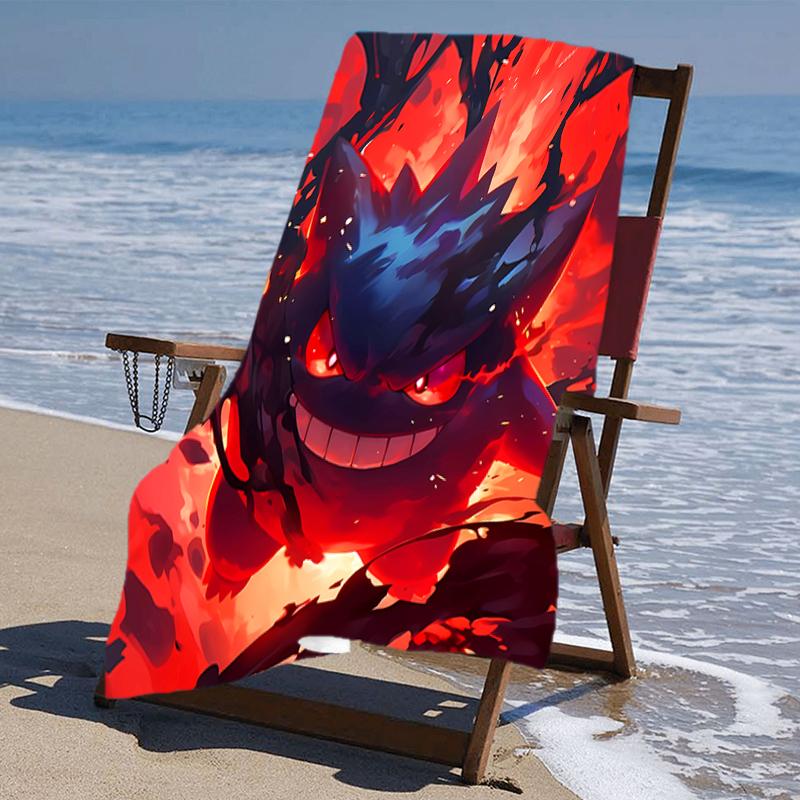Proof Beach Towel with a Pokémon Gengar Pattern - Soft,absorbent,quick-drying,machine Washable - Perfect for Swimming,camping,bathing