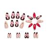 3D Pink Flower Leopard Print Almond Medium-Long French Wearable Nail Tips