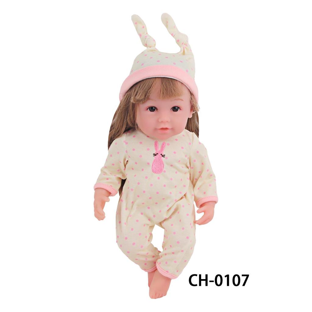 12" Cute Polka Dot Jumpsuit Doll with Rabbit Onesie