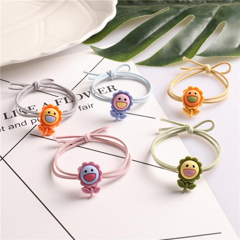 

5шт / набор корейская версия мультяшные аксессуары для волос женский галстук волосы резиновая лента симпатичный смайлик голова веревка солнце цветок волосы кольцо головной убор