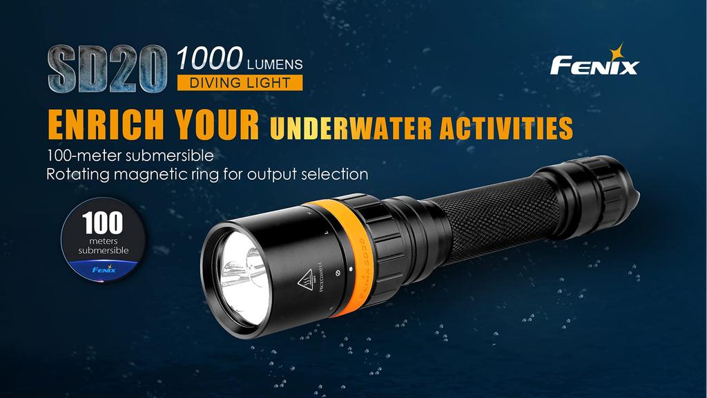 FENIX SD20 LED Diving Maximum 1000 Lumens XM-L2 Light,