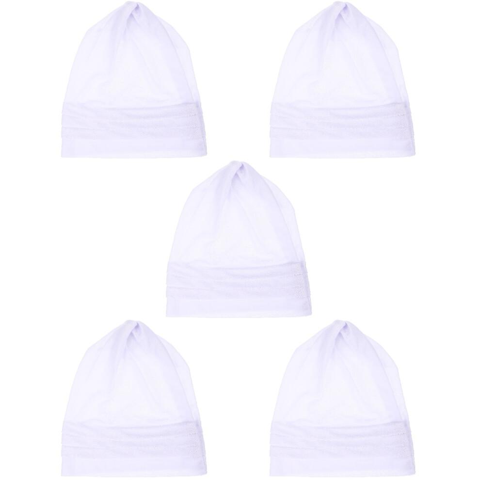 5Stk Atmungsaktive Baumwoll Schlafhaube Weiß Komfort Bonnet Für Damen