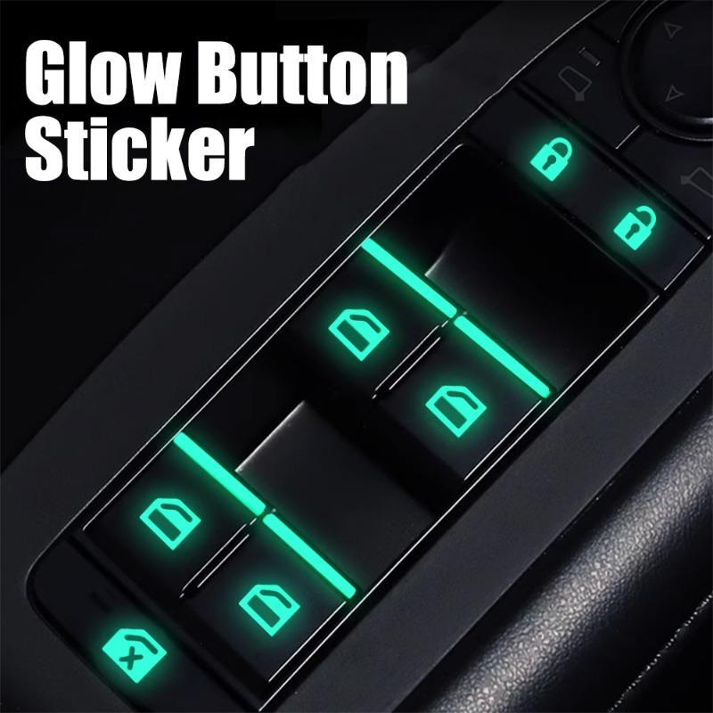 Car Window Lifter Luminous Button Sticker Switch Window Button Night Fluorescent Decals Stickers Auto Interior Decor Accessories