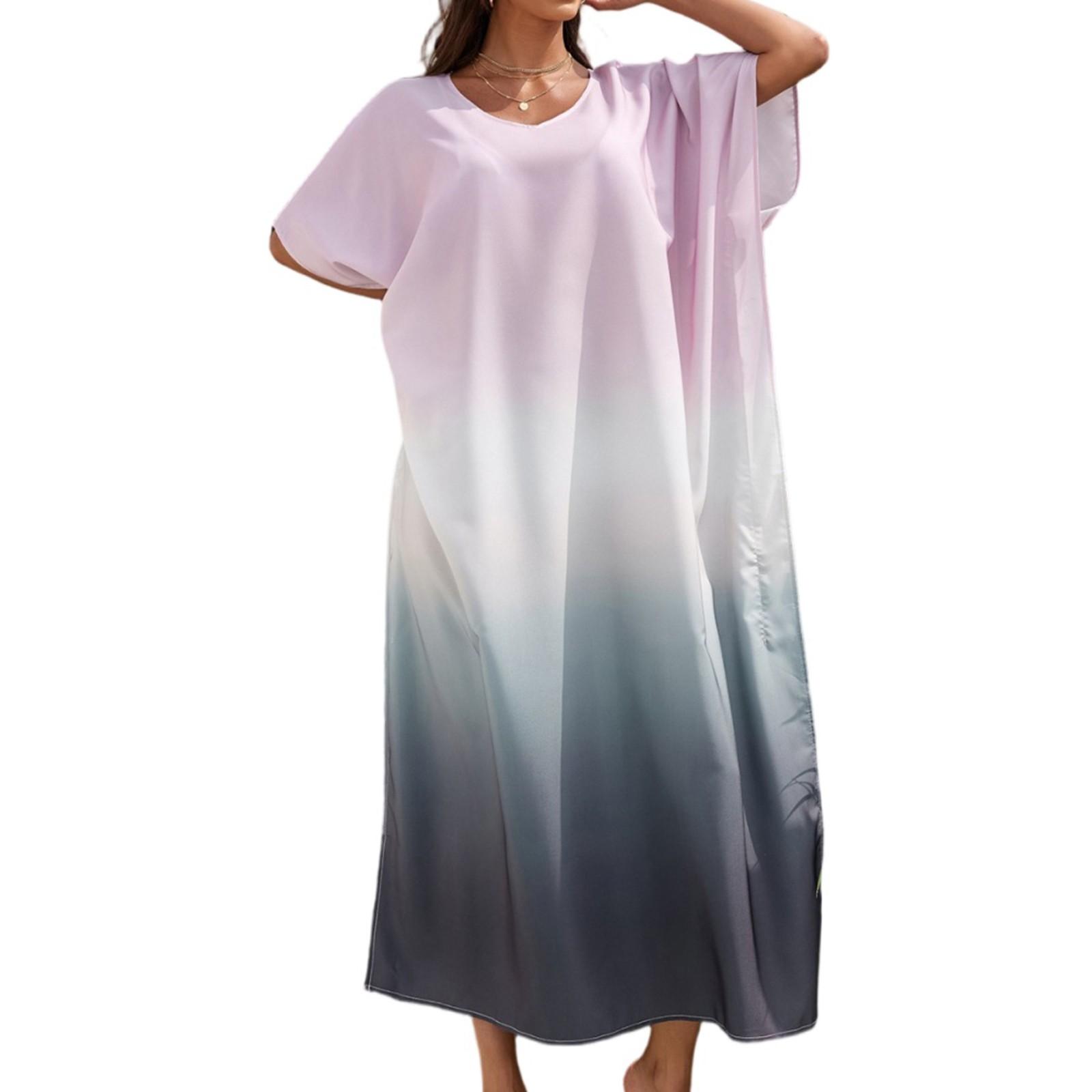 

Жіноча сукня, барвисті квіткові принти, вільний халат для відпустки, бікіні, сонцезахисний халат One Size рожевий