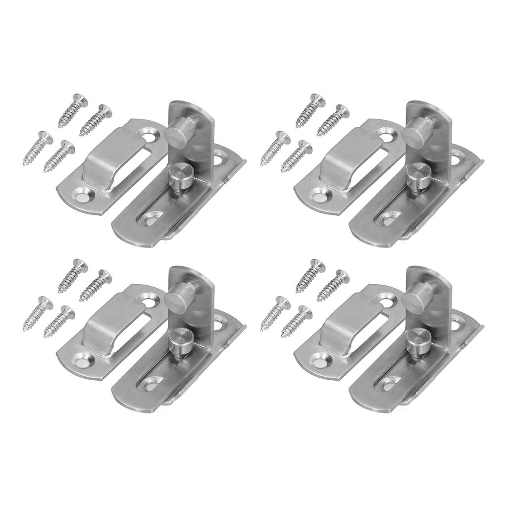 4 Set Flip Door Sliding Latches Silver 90 Degrees  Stainless Steel Doors Buckle for Meeting Rooms