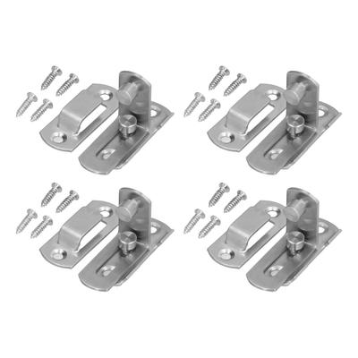 4 Set Flip Door Sliding Latches Silver 90 Degrees  Stainless Steel Doors Buckle for Meeting Rooms