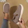 Women's Solid Color Casual Sneakers, Slip-On Round Toe Breathable Anti-Slip Shoes, Classic Flat Women's Shoes with PVC Sole and Fabric Insole