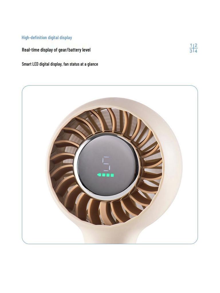 Five-Speed Portable High-Power Handheld & Desktop Fan with Display Screen