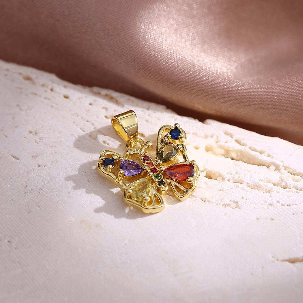 Gold Diamond Butterfly Copper Pendant, Opal Jewelry Accessories Diy Necklace Pendant Pendant Pendant