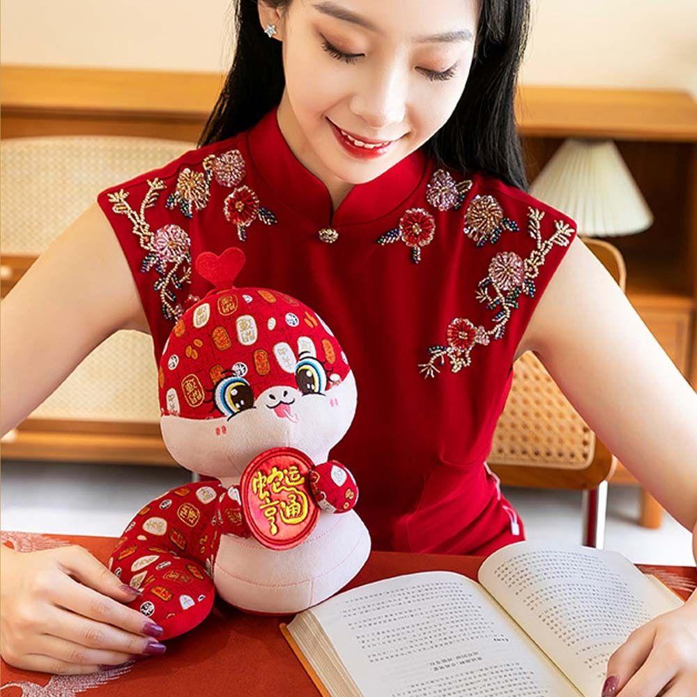 Stuffed Snake Year Mascot Toy Cute Lucky Snake Doll Plushies  Birthday Gifts