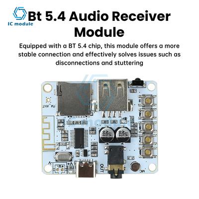 Módulo de Decodificação de Áudio BT 5.4 Placa Receptor USB/Bluetooth com Alimentação Tipo-C para Reprodução de Áudio Hi-Fi