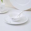 Deluxe Bone China Tableware Set - Three or Four Pieces with Plate, Wing Bowl, and Spoon - Customizable Logo for Hotels, Restaurants, and Clubs.