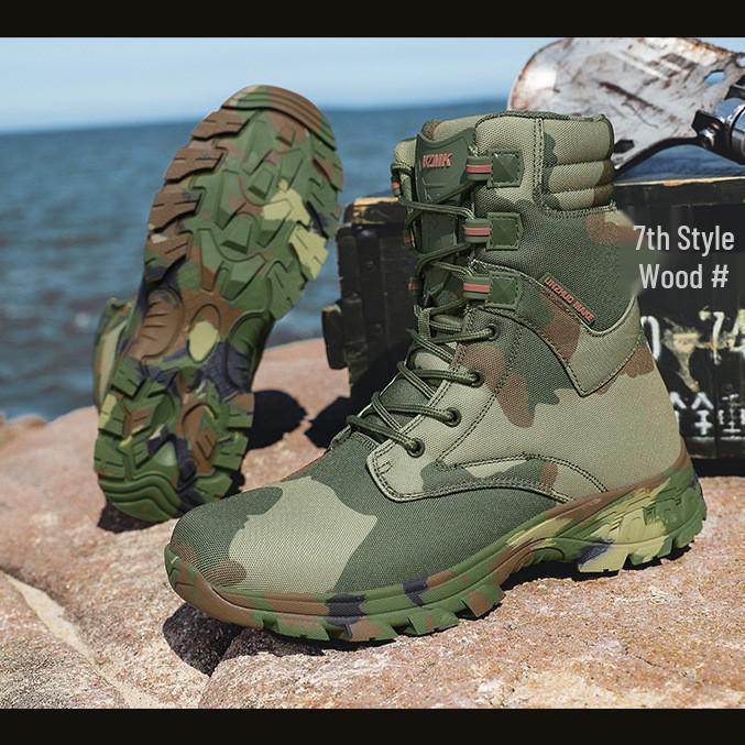 Men's High-Top Camouflage Combat Boots: Non-Slip, Anti-Collision, Wear-Resistant Desert Hiking Boots