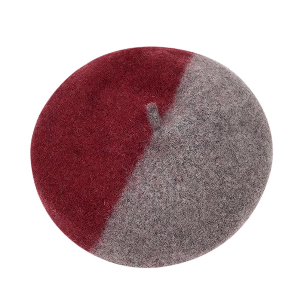 Female Winter Hats Double Color Matching Beret Cap Fashion Soft Cashmere Hats