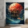 Fantasy Castle Bath Curtain With Moonlit Night Fish Swimming Print Waterproof Shower Decorative Fabric Umbrella Tents