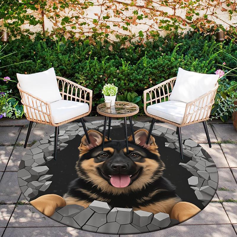 German Shepherd pattern round rug,Carpet Rug for Living Room Bedroom Playroom ,Non-slip Floor Mat,Holiday Gifts and Birthday Gifts.