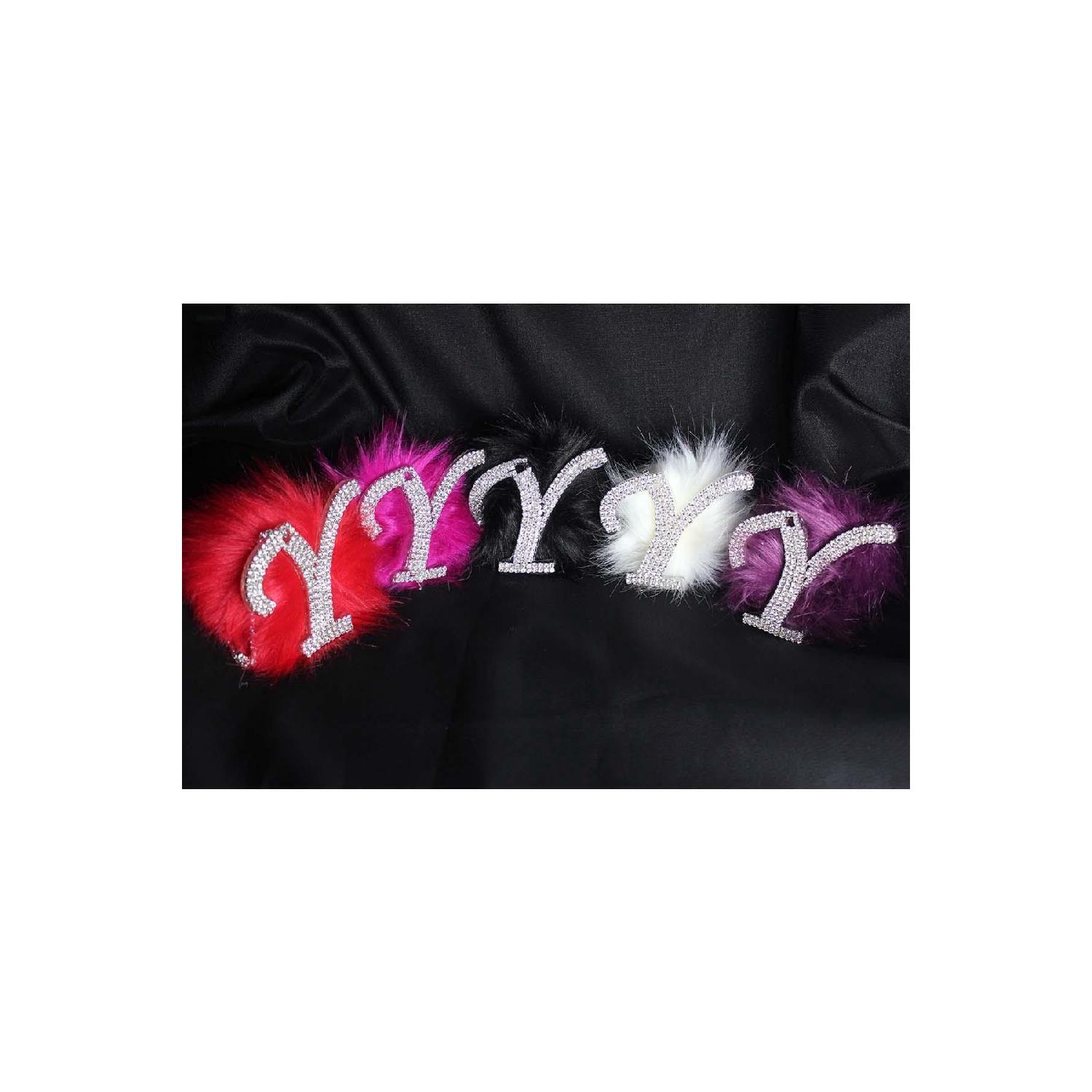 

Stone Rear View Mirror Necklace Accessory With White Feather Y Letter