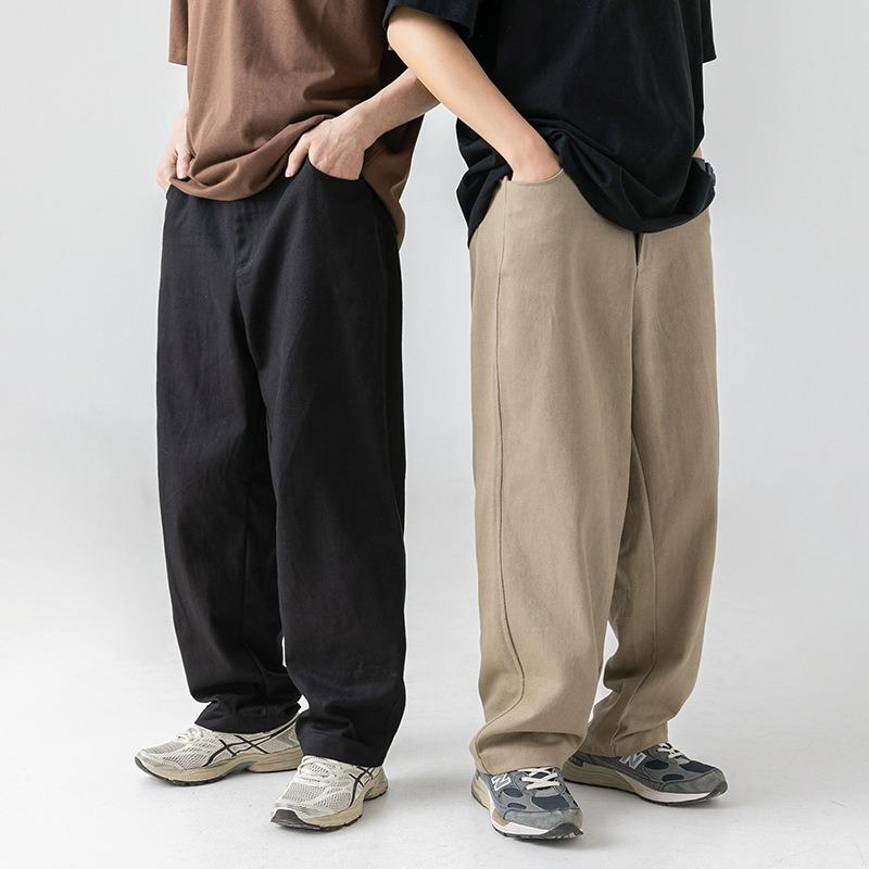 Men S Vintage Loose Fit Cotton Casual Solid Long Trousers