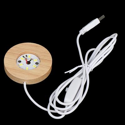 Bază cu Afișaj Luminos LED Ornament Artă din Rășină de Sticlă Bază Lampă de Noapte din Lemn