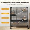 4-Tier Steel Rabbit Cage with Platforms, Ramps, Wheels, Water Tank and Removable Tray, Black