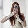 Women Strapping Lace Fingerless Sexy Arm Sleeves DIY Lace-up Sunscreen Gloves Elastic Mesh Punk Gloves Clothing Accessories
