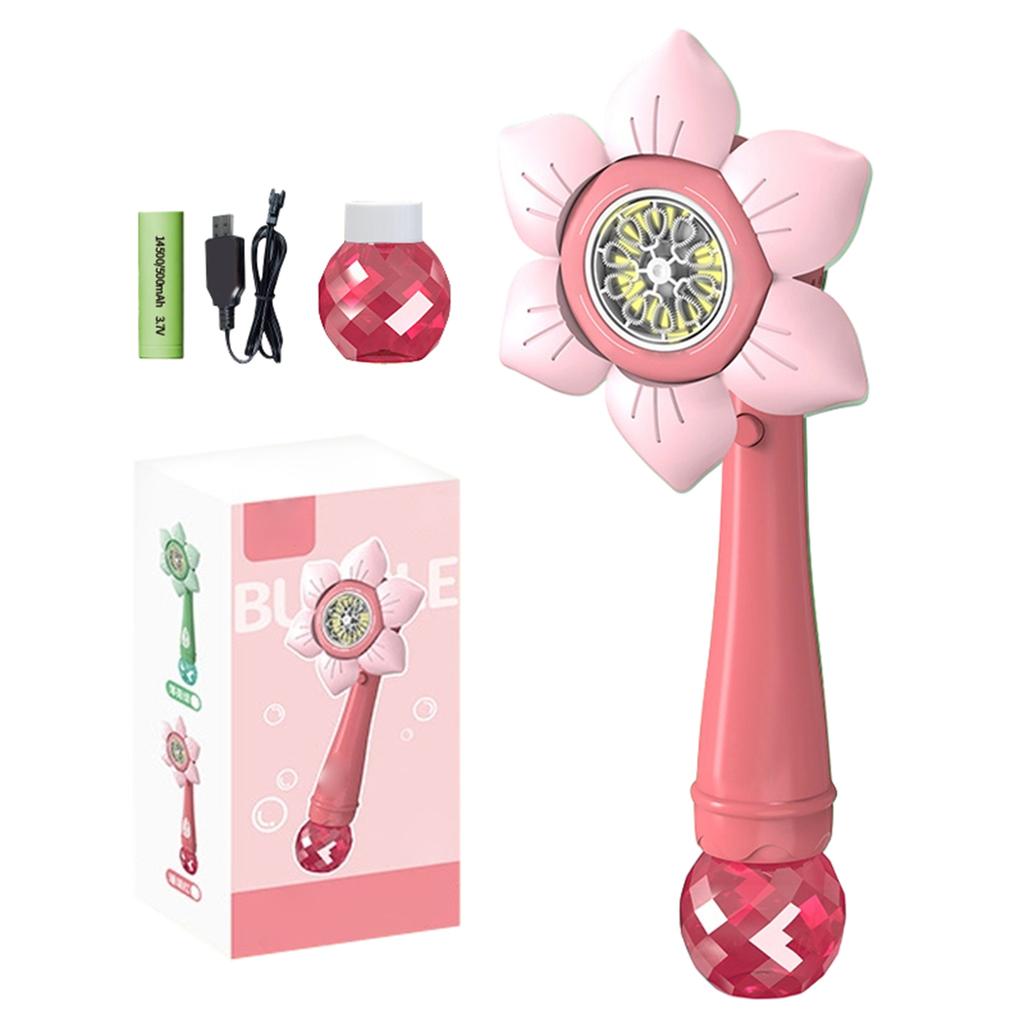 Sunflower Fully Automatic Bubble Machine Shower Sprinkler Snowflake Bubble Electric Children's Toy 80mlBubble Liquid