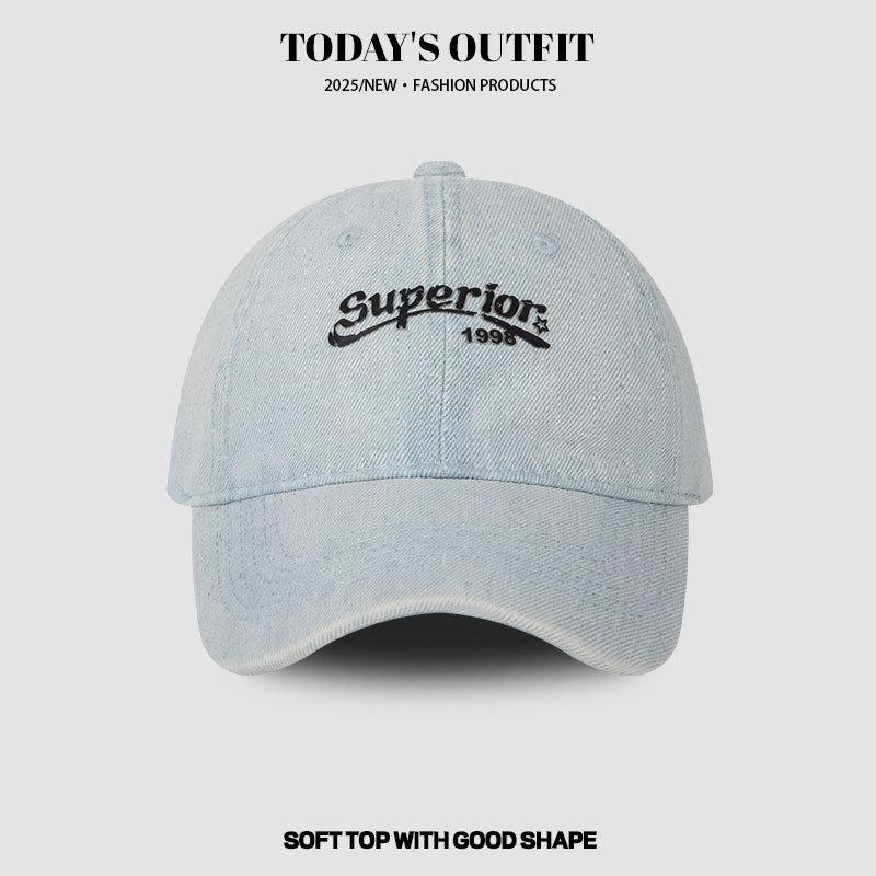 Washed Denim Black Baseball Cap Women's High Quality Baseball Cap Korean Style Trendy Face Slimming Sun Protection Baseball Cap Men