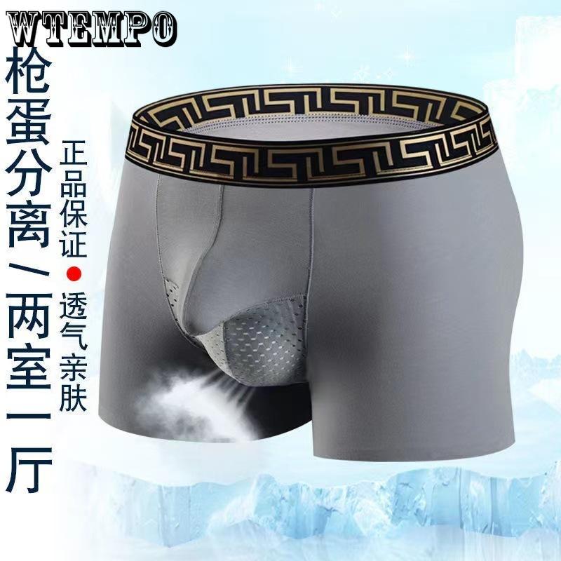 Men's Breathable Mesh Oversized High Elasticity Mid Waist Youth Sexy Underwear