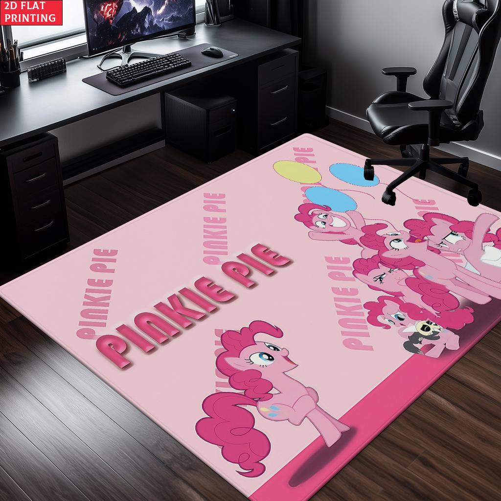 Cute Cartoon Pony Area Rug,Starry Gradient Theme Non-slip Floor Mat,Decorative Carpet for Kids Room Bedroom,Washable Home Gift