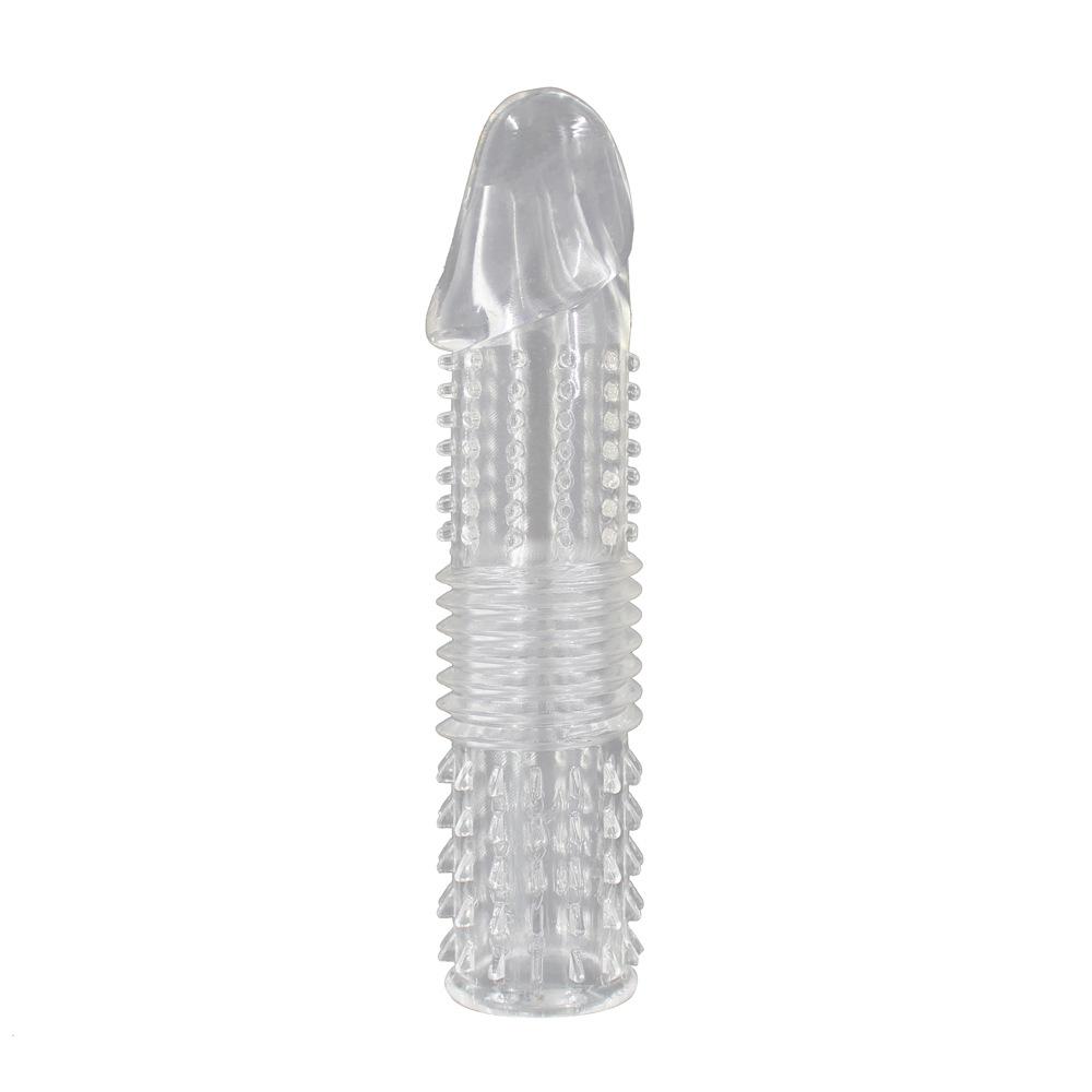 Reusable Men Condom Penis Sleeve Thread Cock Enlargment Extension Sleeve Ejaculation Delay Male Extender Sex Toys for Adults Men