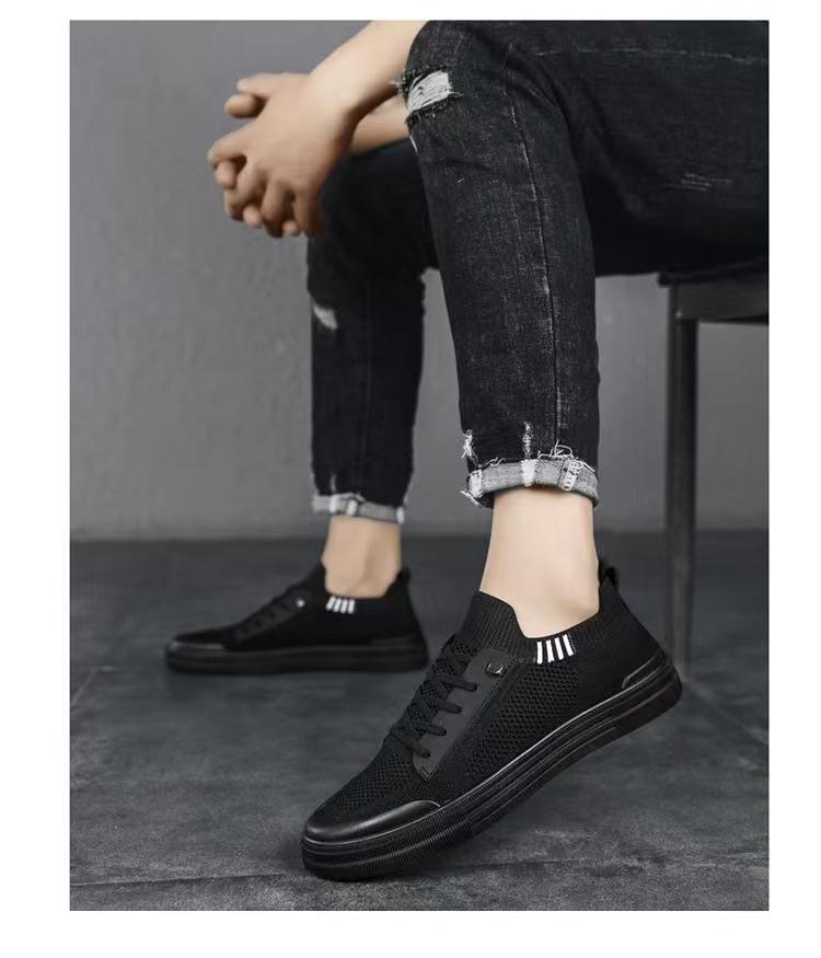 Men's Summer Breathable Knitted Flat Shoes - Lightweight, Soft Sole, Casual Sports Mesh Sneakers