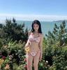New Ins Style Lip Print Four-Piece Bikini Set with Sunscreen Wrap Skirt - Sexy Beach Vacation Swimsuit for Women