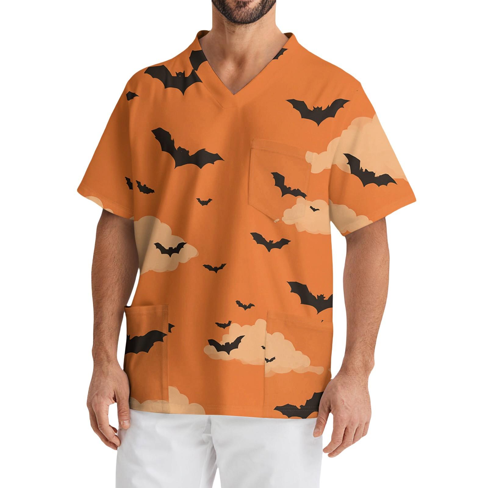 Мужской повседневный топ с коротким рукавом, V-образным вырезом и принтом, с накладным карманом спереди XXXL