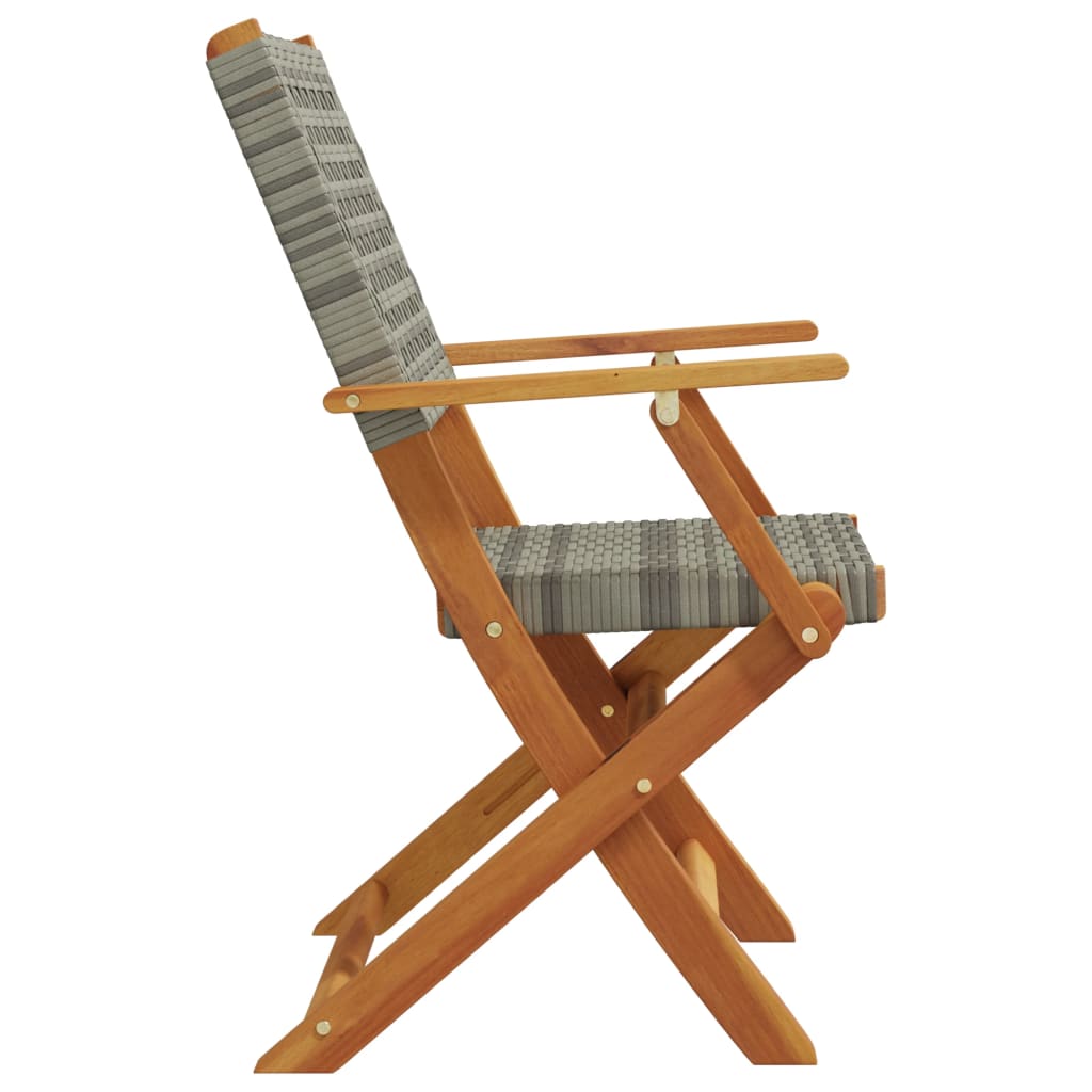 Garden Chairs 2 pcs Grey Solid Acacia Wood and Poly Rattan