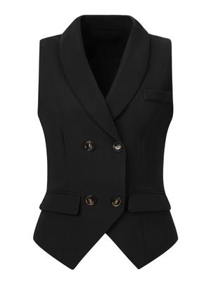 Allegra K Women's Elegant Double-Breasted Sleeveless Suit Vest, Black, Size XL
