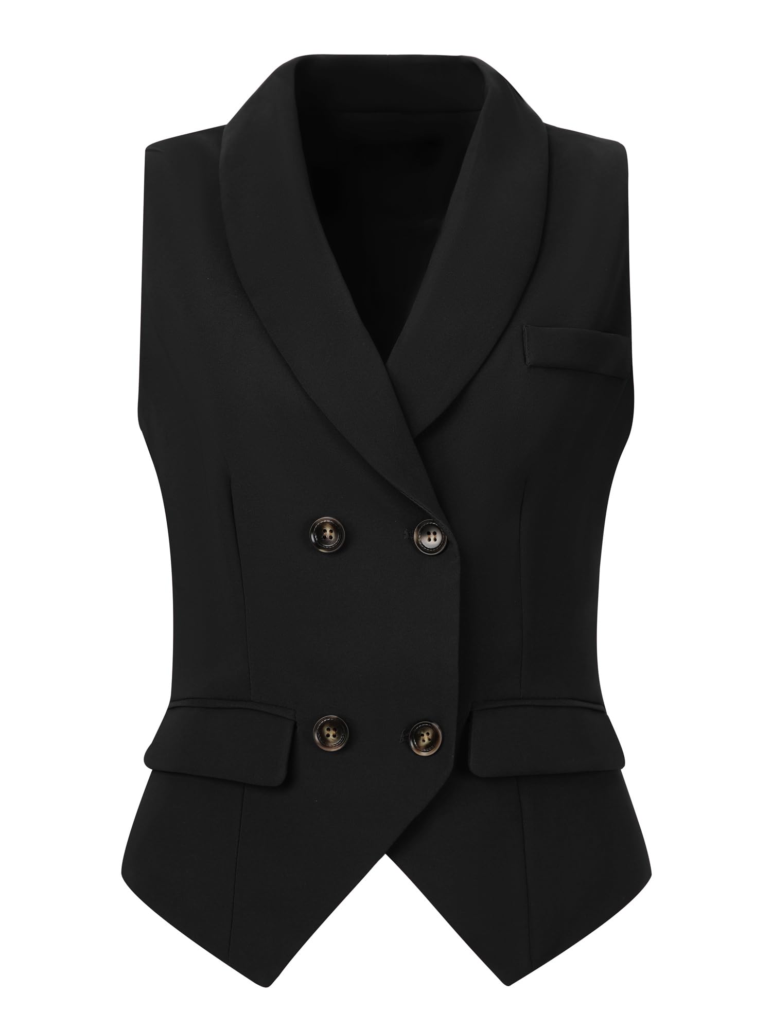 

Allegra K Women s Elegant Double-Breasted Sleeveless Suit Vest, Black, Size XL