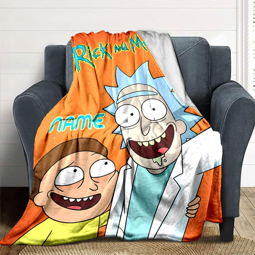 Rick And Morty Adventure Throw Customizable Blanket Customize Text Soft Cozy Suitable For Sofa Couch Office Bed Picnics Four Seasons Multipurpose