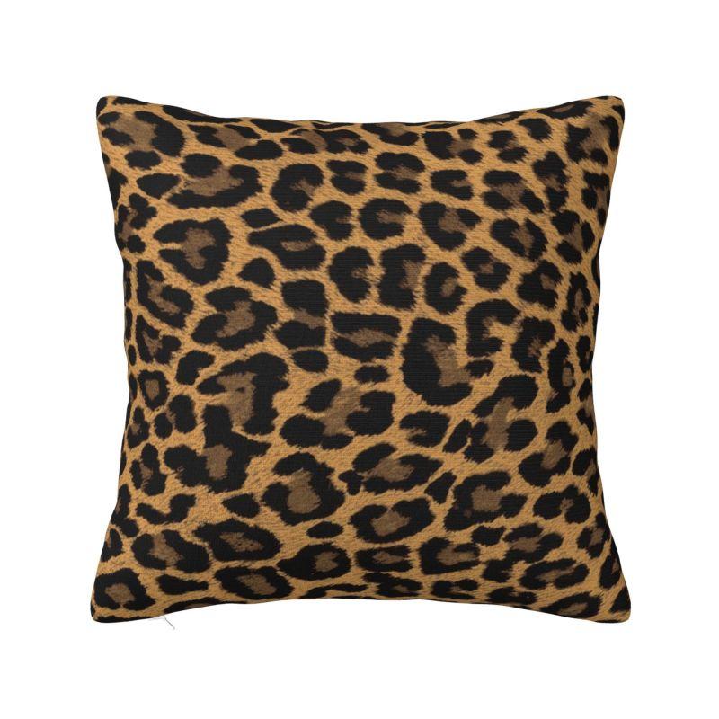 Fluffy Leopard Skin Leather Texture Sofa Cushion Cover Polyester Tropical Wild Animal Throw Pillow Case Bedroom Decoration