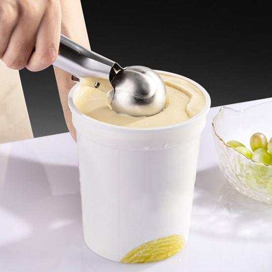 Ice Cream Fruit Scoop, Stainless Steel Ice Cream Scooper with Trigger Non-Slip Handle, Heavy Duty Metal Ice Cream Scoop for Ice Cream Fruit Balls
