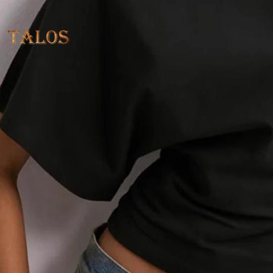 Women Solid Color Round Neck T-Shirt Breathable Casual Top Summer Short Sleeve Pullover Tee for Work Daily Wear Parties