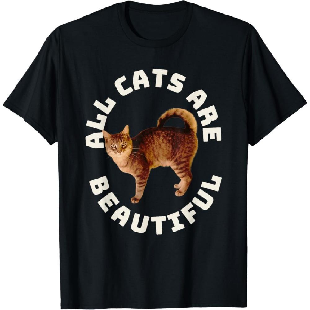 

All Cats Are Beautiful Funny American Ringtail Cat Heartbeat T-Shirt for Men Women S