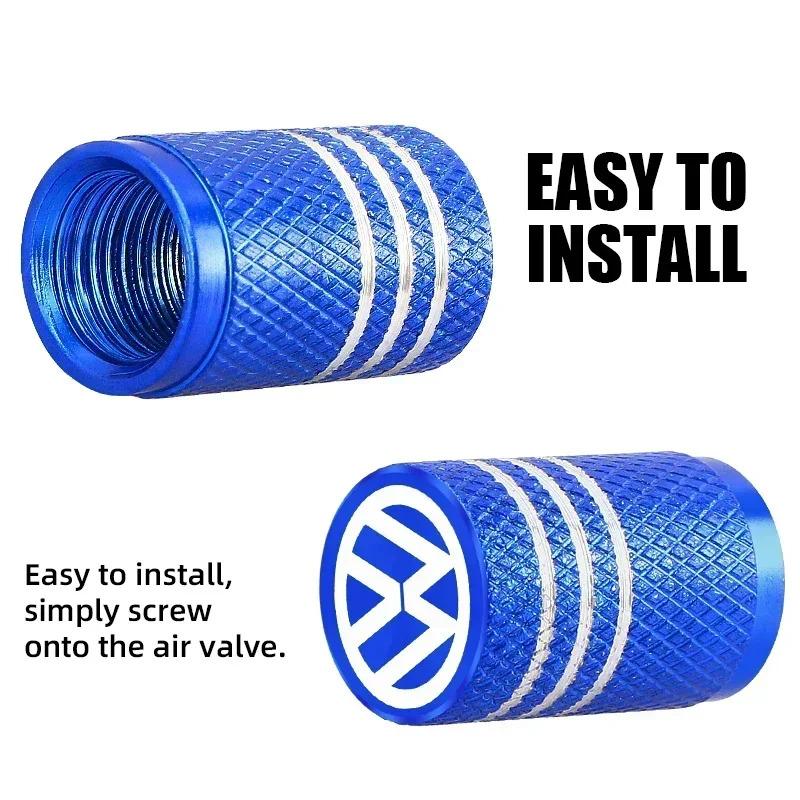 VW Metal Car Wheel Tire Valve Caps Aluminum Tire Wheel Stem Air Valve Cap For Volkswagen GOLF MK6 Polo Tiguan VW GTI CADDY PASSAT EN1