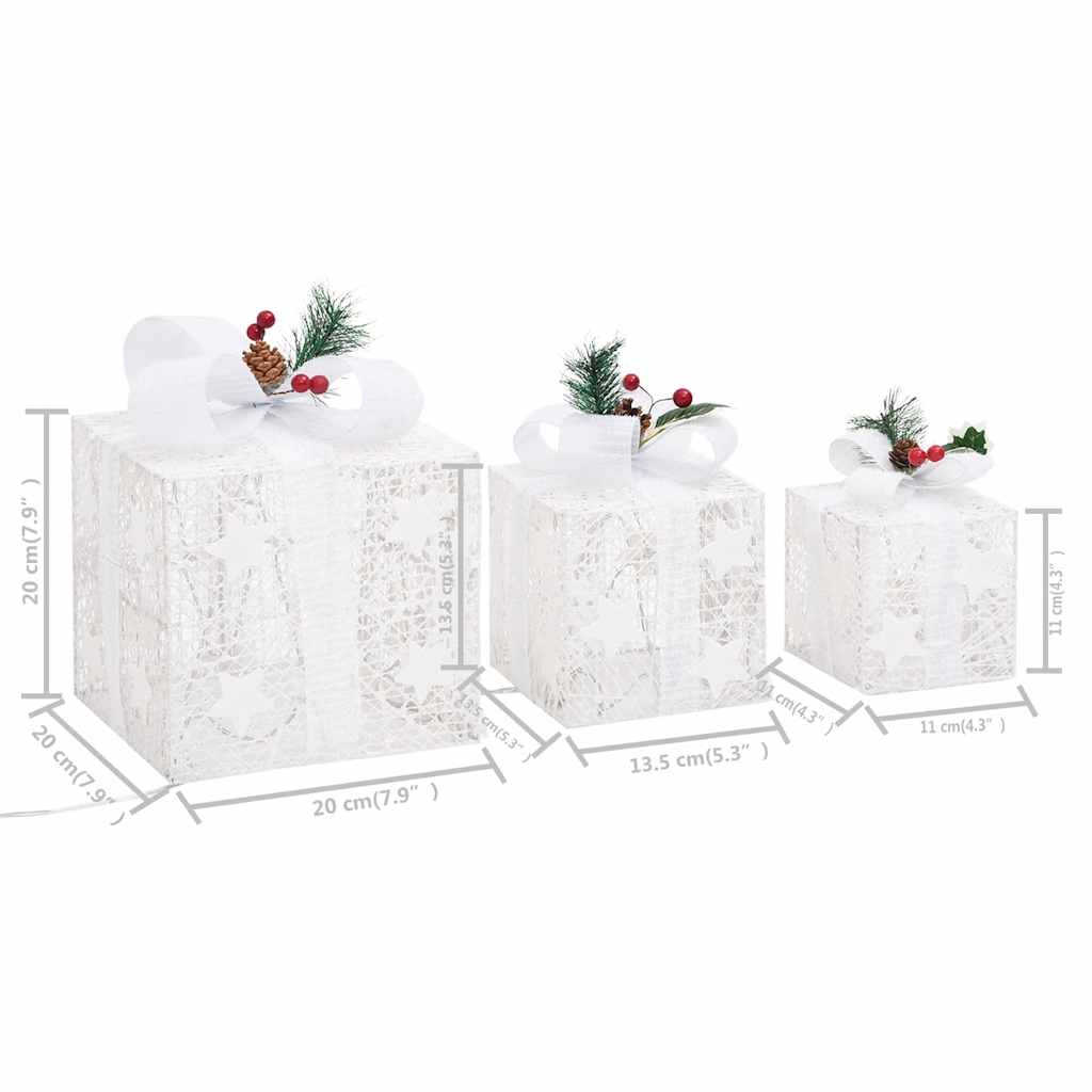 Gift Box Decoration Set 3 Pcs White for Indoor & Outdoor Use