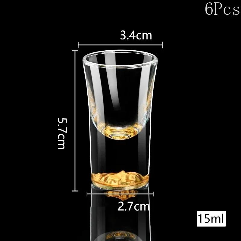 6Pcs Crystal Vodka Shot Glass 0.5oz Mini Size Gold Leaf Wine Glasses Spirits Japanese Sake Korean Soju Brandy Shot Cup