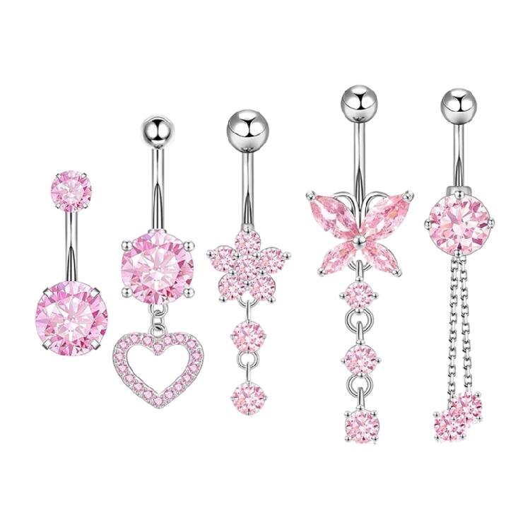 5 Butterfly Belly Button Rings Cubic