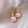 Elegant Pink Faux Pearl Earrings for Women – Trendy French Design with High-End Luxury Appeal