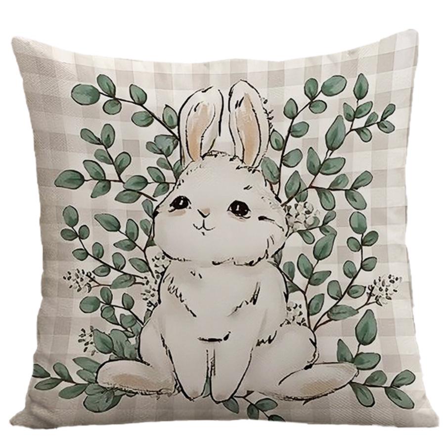 Grenzüberschreitende Osterhase Eierdruck Plüschkissenbezug - Feiertags-Sofakissenbezug
