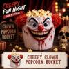 Horror-Themen-Popcorn-Eimer Clown-Design Große Kapazität Neuheit Film-Snack-Behälter Wiederverwendbar Langlebiges Material Geeignet für Partys und Veranstaltungen