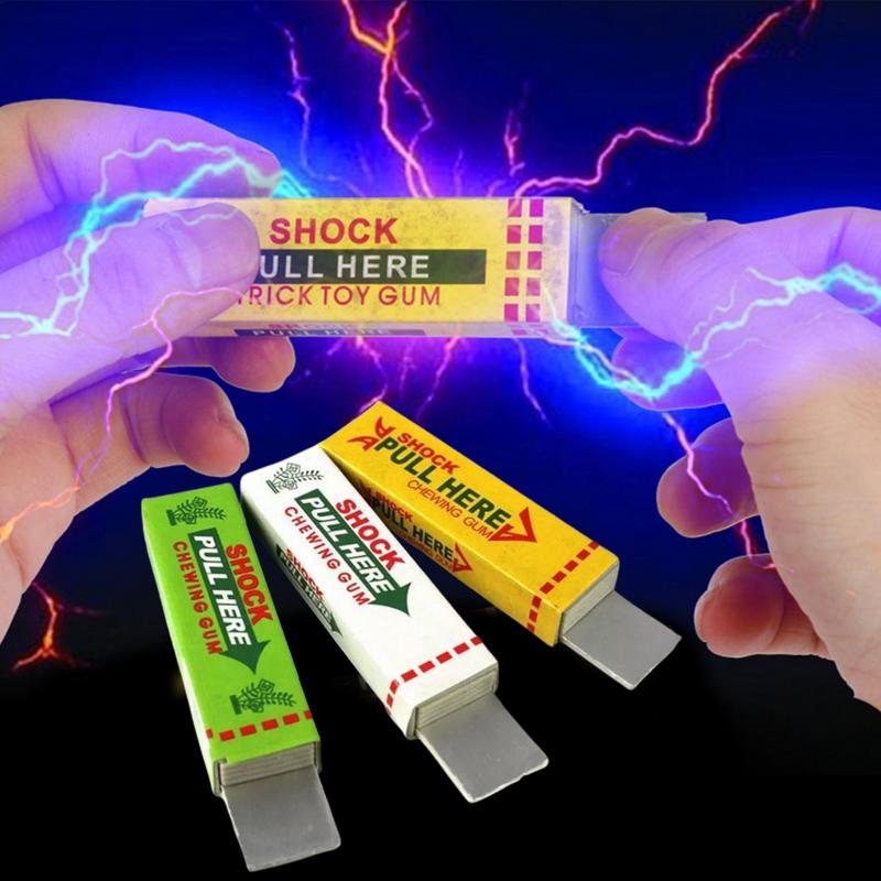 Anti-stress Novelty Gum Gripper Funny Safety Trick Joke shocker Toy Electric Shock Shocking Pull Head Chewing gum Gag